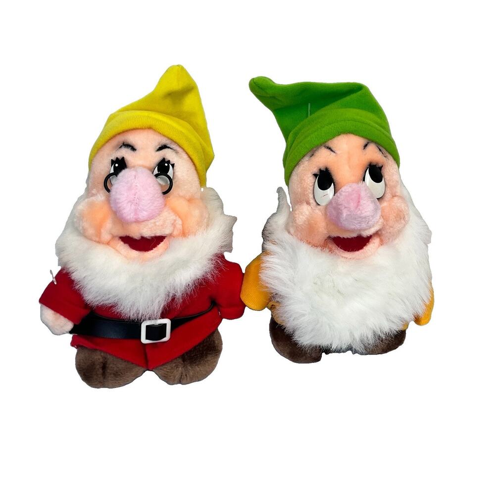 Vintage Disney Land Walt Disney World 7" Plush Snow White 7 Dwarfs Doc & Dopey